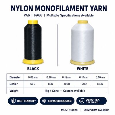 60D 80D 100D  0.10MM 0.12MM 0.14MM Monofilament Yarn Nylon Polyester PP  PE for Weaving Webbing Embroidery Factory Wholesale