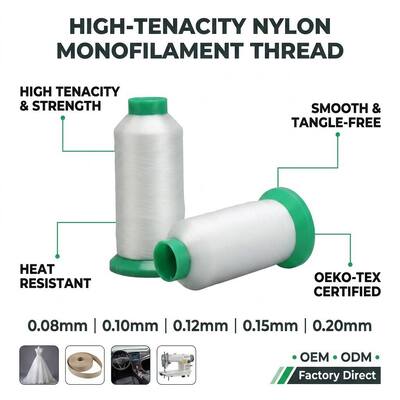 60D 80D 100D  0.10MM 0.12MM 0.14MM Monofilament Yarn Nylon Polyester PP  PE for Weaving Webbing Embroidery Factory Wholesale