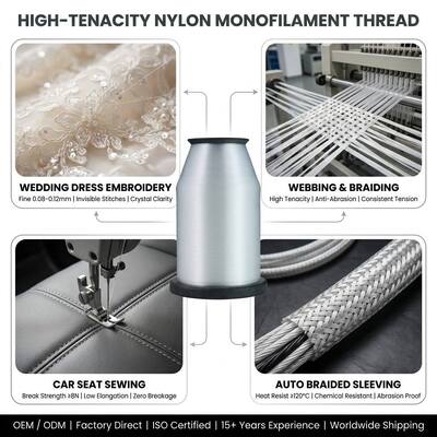 0.10mm 0.12mm 0.14mm 0.15mm 0.16mm 0.18mm 0.20mm Polyamide Monofilament Yarn Polyamide Mono Yarn for Embroidery Device